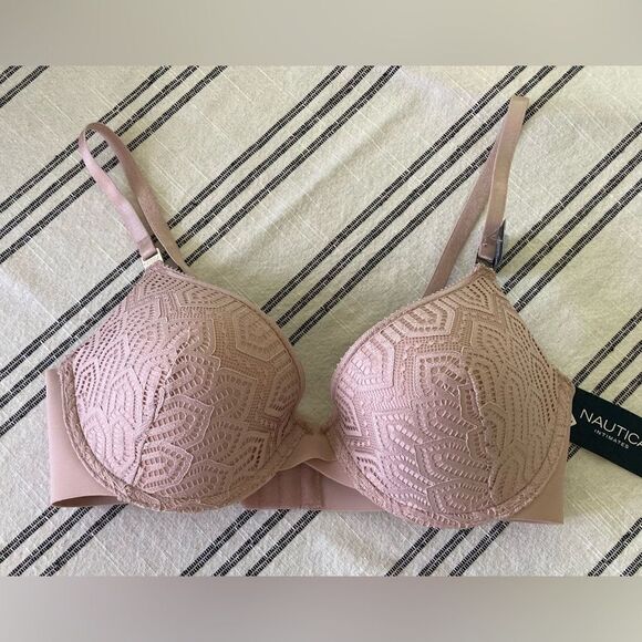 Nautica pink lace push up bra 34C NWT - Picture 1 of 6